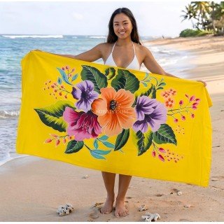 Special Offer Rayon Sarong Hand Painted Flower Design Handmade In Bali